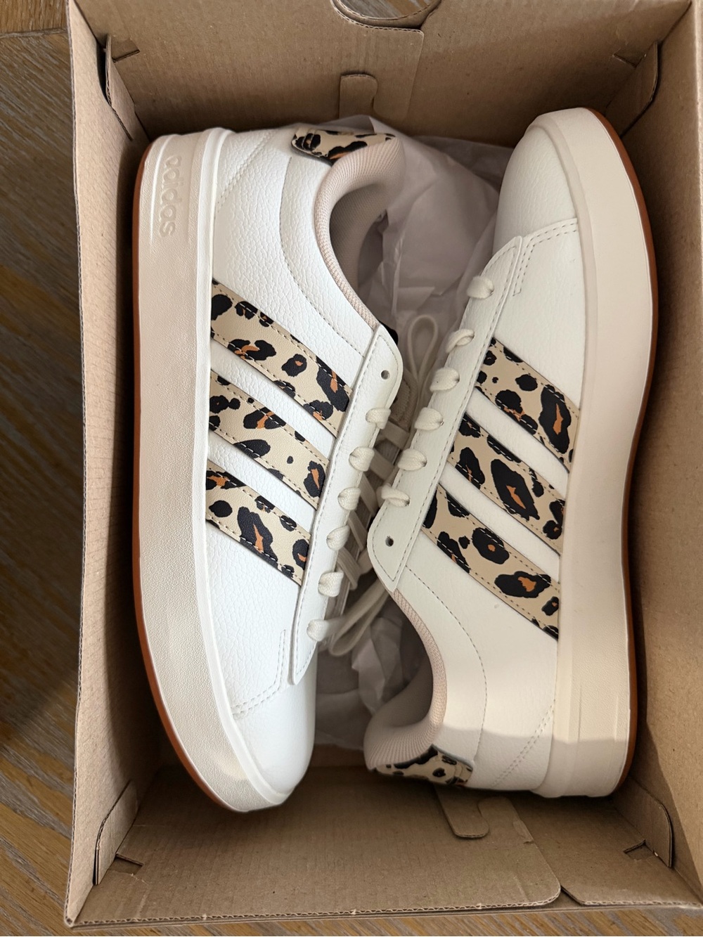 Adidas Grand Court 3.0 Leopard Print Sneakers Women's 8.5 Cloudfoam NIB